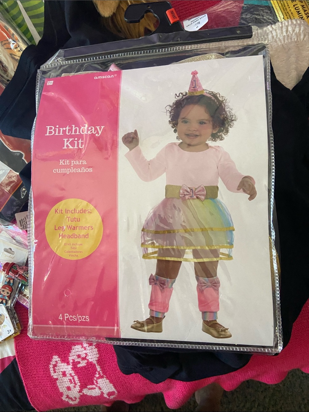 Amscan Pink Pastel Rainbow Tutu Birthday Kit with Gold Trim